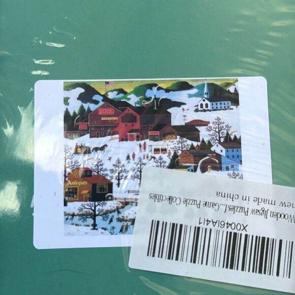 NWT 500 Piece Wooden Jigsaw Puzzle Snow Winter Country Town Village Ice Skating - Picture 4 of 4